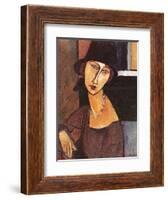 Jeanne Hebuterne Wearing a Hat, 1917-Amedeo Modigliani-Framed Giclee Print