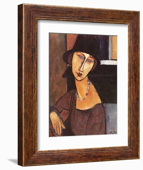 Jeanne Hebuterne Wearing a Hat, 1917-Amedeo Modigliani-Framed Giclee Print