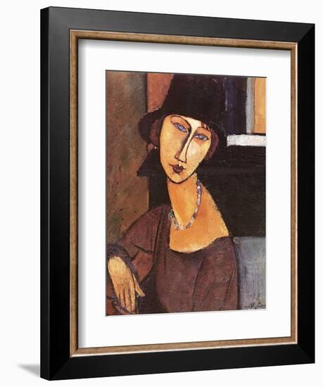 Jeanne Hebuterne Wearing a Hat, 1917-Amedeo Modigliani-Framed Giclee Print