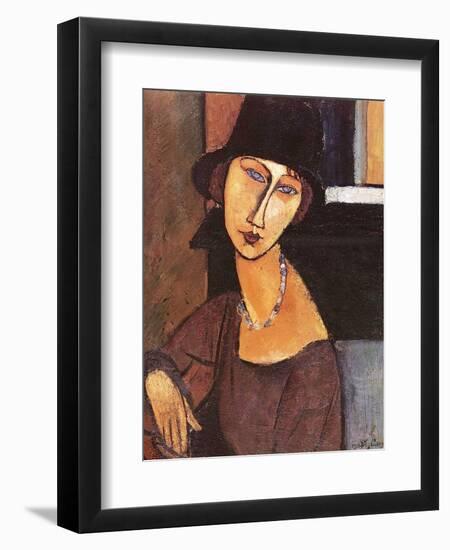 Jeanne Hebuterne Wearing a Hat, 1917-Amedeo Modigliani-Framed Giclee Print