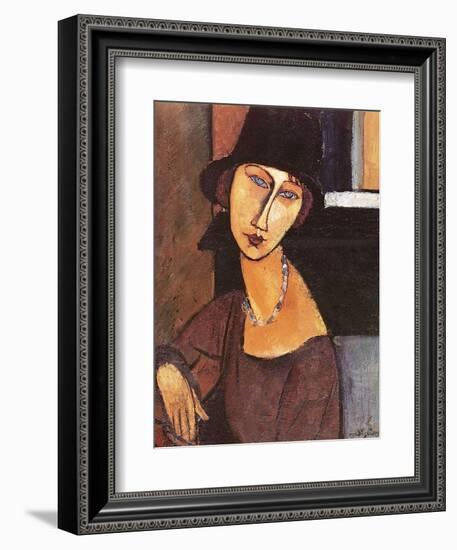 Jeanne Hebuterne Wearing a Hat, 1917-Amedeo Modigliani-Framed Giclee Print