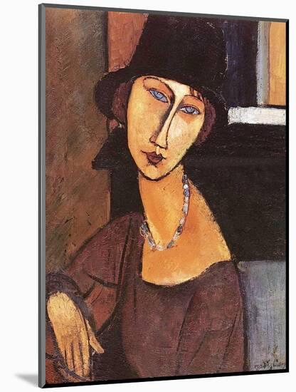 Jeanne Hebuterne Wearing a Hat, 1917-Amedeo Modigliani-Mounted Premium Giclee Print