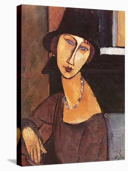 Jeanne Hebuterne Wearing a Hat, 1917-Amedeo Modigliani-Stretched Canvas