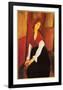 Jeanne Hebuterne with Red Shawl-Amedeo Modigliani-Framed Art Print