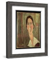 Jeanne Hebuterne with White Collar-Amedeo Modigliani-Framed Giclee Print