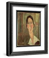 Jeanne Hebuterne with White Collar-Amedeo Modigliani-Framed Giclee Print
