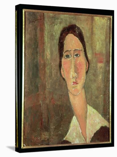 Jeanne Hebuterne with White Collar-Amedeo Modigliani-Stretched Canvas