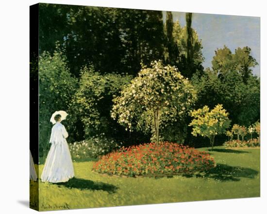 Jeanne Marguerite Lecadre in a Garden, c.1867-Claude Monet-Stretched Canvas