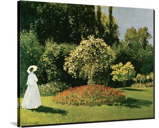 Jeanne Marguerite Lecadre in a Garden, c.1867-Claude Monet-Stretched Canvas