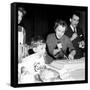 Jeanne Moreau Slicing a Cake-DR-Framed Stretched Canvas