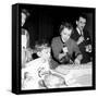 Jeanne Moreau Slicing a Cake-DR-Framed Stretched Canvas