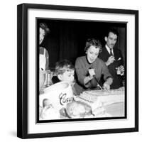 Jeanne Moreau Slicing a Cake-DR-Framed Photographic Print