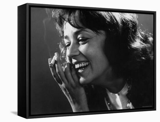 Jeanne Moreau, Star of Five Branded Women, During Visit to New York-Gjon Mili-Framed Stretched Canvas