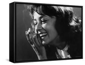 Jeanne Moreau, Star of Five Branded Women, During Visit to New York-Gjon Mili-Framed Stretched Canvas