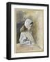 Jeanne-Rachel Pissarro Seated at a Table, C. 1872 (Watercolour over Black Chalk)-Camille Pissarro-Framed Giclee Print