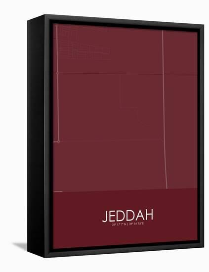 Jeddah, Saudi Arabia Red Map-null-Framed Stretched Canvas