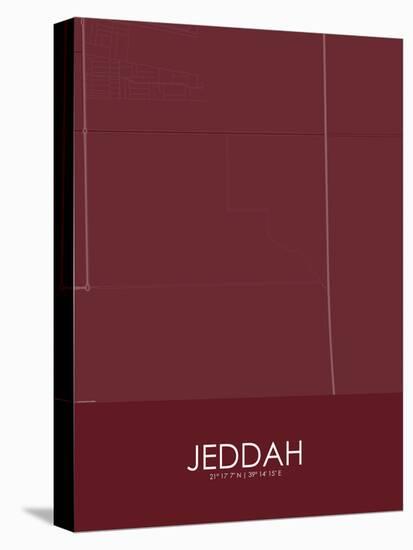 Jeddah, Saudi Arabia Red Map-null-Stretched Canvas