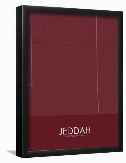 Jeddah, Saudi Arabia Red Map-null-Framed Poster