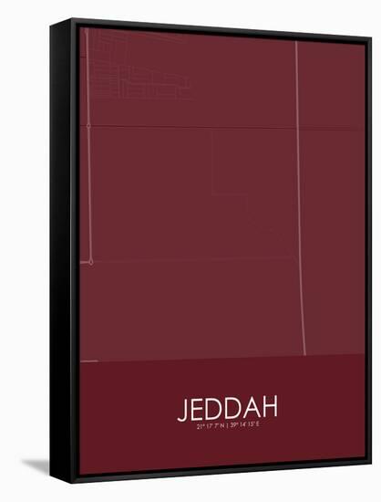 Jeddah, Saudi Arabia Red Map-null-Framed Stretched Canvas