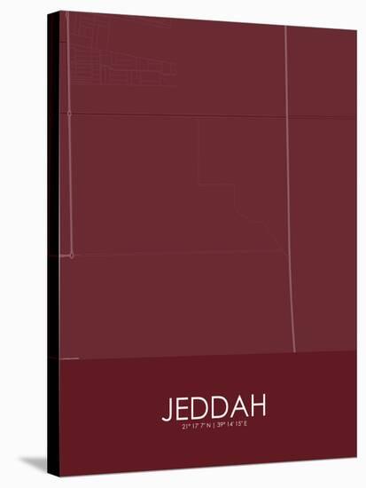 Jeddah, Saudi Arabia Red Map-null-Stretched Canvas