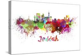 Jeddah Skyline in Watercolor-paulrommer-Stretched Canvas