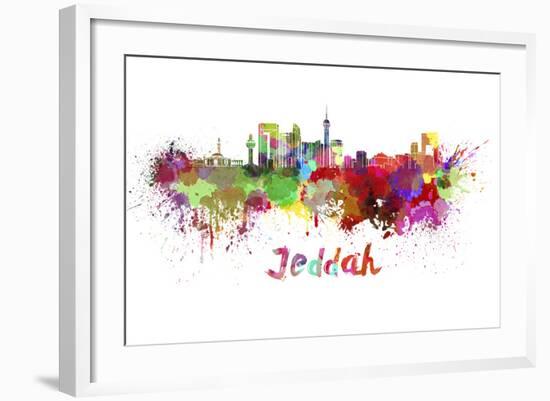 Jeddah Skyline in Watercolor-paulrommer-Framed Art Print