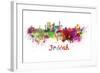 Jeddah Skyline in Watercolor-paulrommer-Framed Art Print