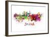 Jeddah Skyline in Watercolor-paulrommer-Framed Art Print