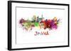 Jeddah Skyline in Watercolor-paulrommer-Framed Art Print