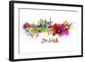 Jeddah Skyline in Watercolor-paulrommer-Framed Art Print