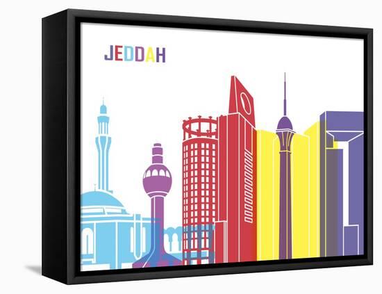 Jeddah Skyline Pop-paulrommer-Framed Stretched Canvas