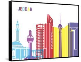 Jeddah Skyline Pop-paulrommer-Framed Stretched Canvas