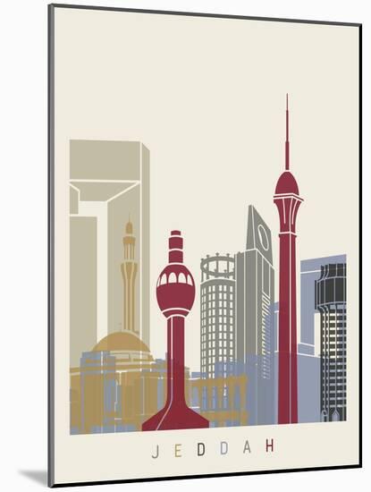 Jeddah Skyline Poster-paulrommer-Mounted Art Print