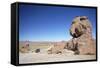 Jeep Driving Through Rocky Landscape on the Altiplano, Potosi Department, Bolivia, South America-Ian Trower-Framed Stretched Canvas