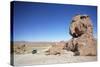 Jeep Driving Through Rocky Landscape on the Altiplano, Potosi Department, Bolivia, South America-Ian Trower-Stretched Canvas