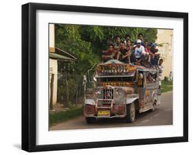 Jeepney Truck with Passengers Crowded on Roof, Coron Town, Busuanga Island, Philippines-Kober Christian-Framed Photographic Print