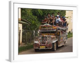 Jeepney Truck with Passengers Crowded on Roof, Coron Town, Busuanga Island, Philippines-Kober Christian-Framed Photographic Print