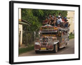 Jeepney Truck with Passengers Crowded on Roof, Coron Town, Busuanga Island, Philippines-Kober Christian-Framed Photographic Print