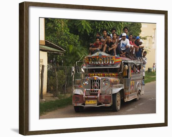 Jeepney Truck with Passengers Crowded on Roof, Coron Town, Busuanga Island, Philippines-Kober Christian-Framed Photographic Print