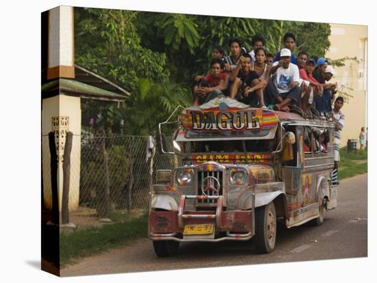 Jeepney Truck with Passengers Crowded on Roof, Coron Town, Busuanga Island, Philippines-Kober Christian-Stretched Canvas