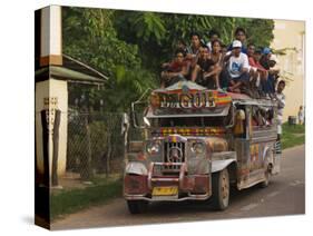 Jeepney Truck with Passengers Crowded on Roof, Coron Town, Busuanga Island, Philippines-Kober Christian-Stretched Canvas