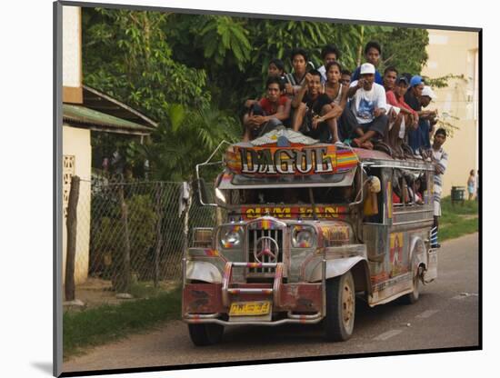 Jeepney Truck with Passengers Crowded on Roof, Coron Town, Busuanga Island, Philippines-Kober Christian-Mounted Photographic Print