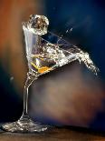 Vodka Martini Spilling from a Bent Martini Glass with Ice Cube-Jeff Sarpa-Mounted Photographic Print