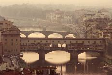 Italy, Tuscany, Florence, Ponte Vecchio and Arno River with Bridge-Jeff Spielman-Framed Stretched Canvas