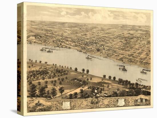 Jefferson City, Missouri - Panoramic Map-Lantern Press-Stretched Canvas