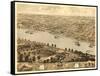 Jefferson City, Missouri - Panoramic Map-Lantern Press-Framed Stretched Canvas