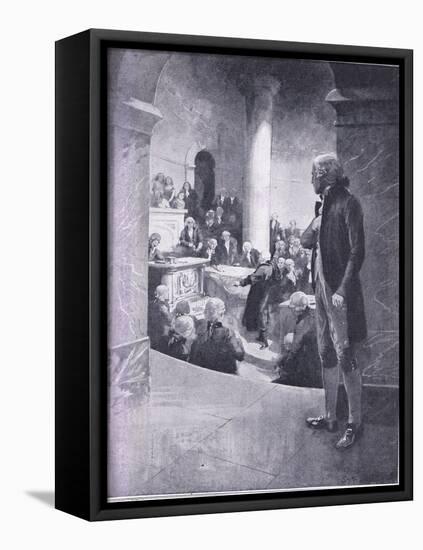 Jefferson Listening to the 'Treason Speech'-Charles Mills Sheldon-Framed Stretched Canvas