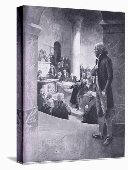 Jefferson Listening to the 'Treason Speech'-Charles Mills Sheldon-Stretched Canvas