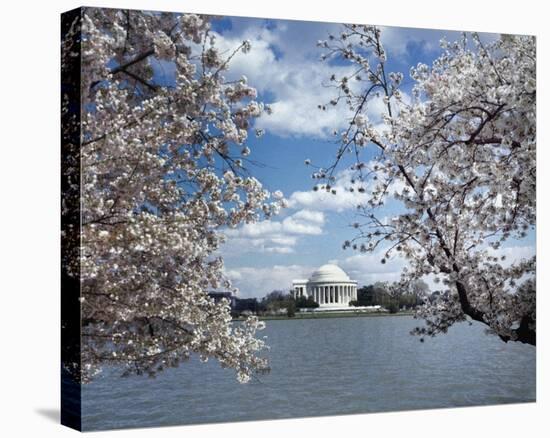 Jefferson Memorial with cherry blossoms, Washington, D.C. - Vintage Style Photo Tint Variant-Carol Highsmith-Stretched Canvas