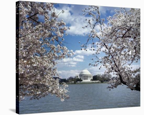 Jefferson Memorial with cherry blossoms, Washington, D.C. - Vintage Style Photo Tint Variant-Carol Highsmith-Stretched Canvas